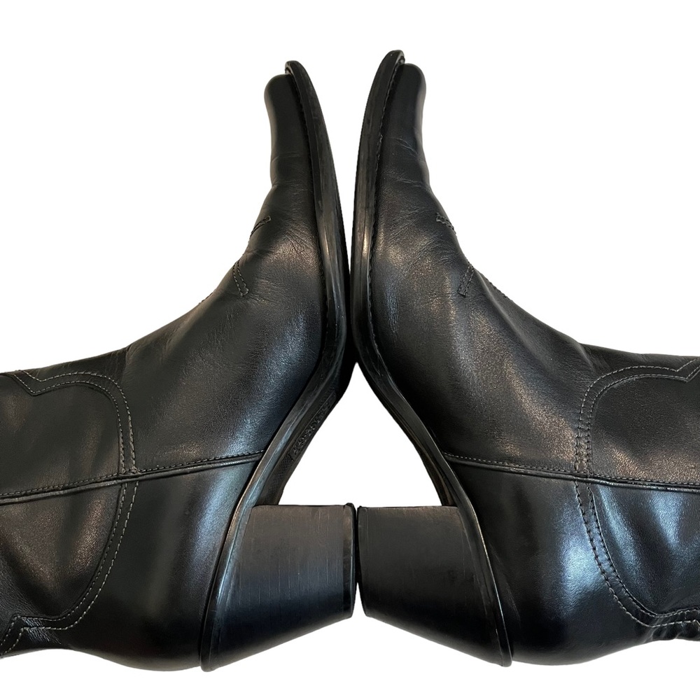 Franco Sarto Leather “Witchy Pointy” Toe Mid Calf Pull On Western Boots - Picture 8 of 16
